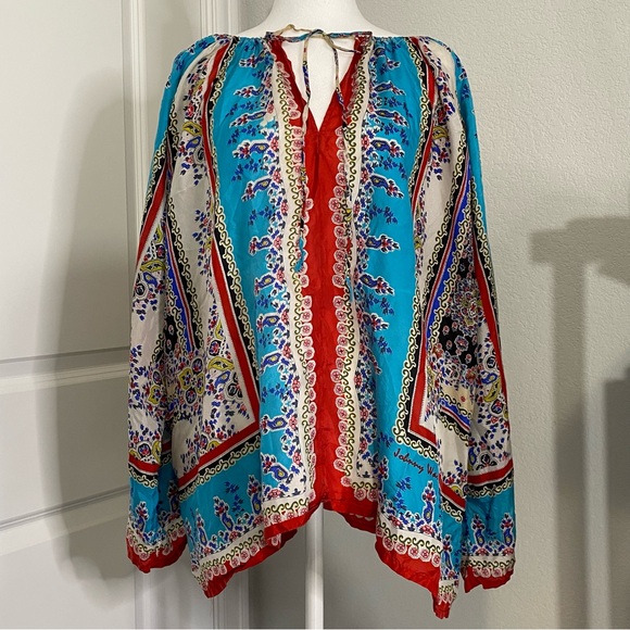 Johnny Was Size 2X Floral Silk 3/4 Sleeve Blouse Top *FLAWS - Picture 1 of 14